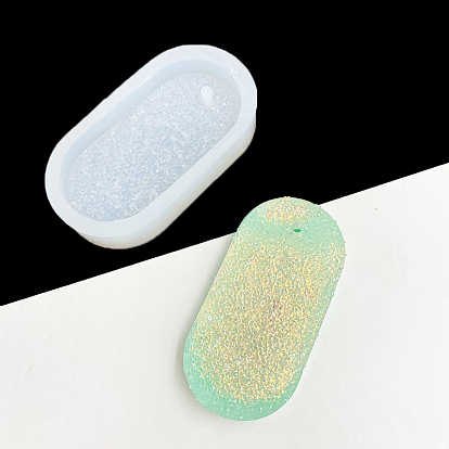 Imitation Embedded Rhinestone Rounded Rectangle Pendant Silicone Molds, Resin Casting Molds, for UV Resin & Epoxy Resin Jewelry Making