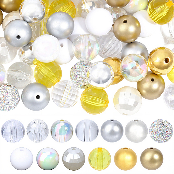 120 pcs 12 colores cuentas acrílicas opacas, con 5 piezas de cuentas de diamantes de imitación pavé de arcilla polimérica