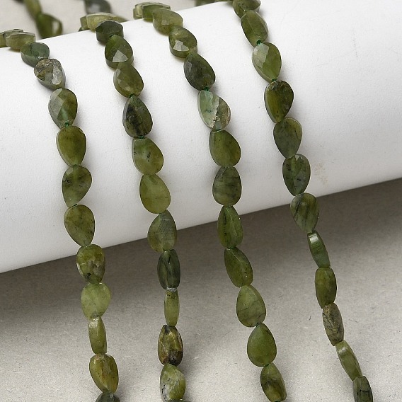 Бусы из натурального канадского нефрита, слеза, граненые