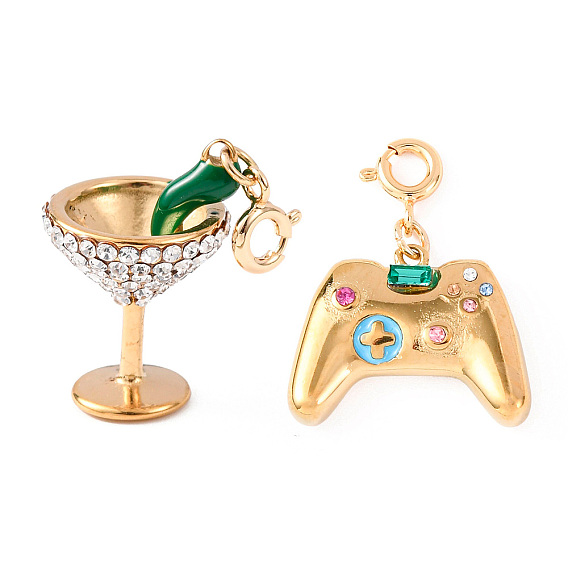 304 подвесные украшения из эмали и стразов из нержавеющей стали, золотые