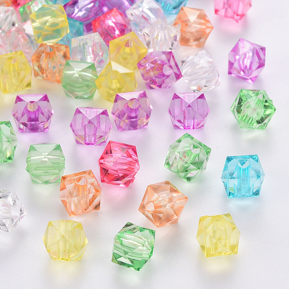 Transparent Acrylic Beads, Faceted, Cube