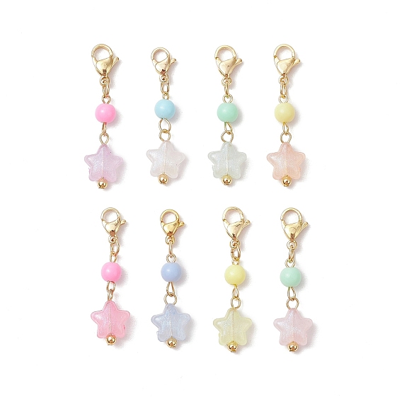 Подвесные украшения в виде акриловых звезд, подвески с застежкой-клешней в виде лобстера для украшений сумок