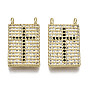 Brass Micro Pave Cubic Zirconia Pendants, Nickel Free, Rectangle with Cross, Real 16K Gold Plated