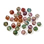 Baking Paint and Golden Metal Enlaced Glass Beads, Twist Round