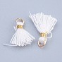 Nylon Tassels Pendant Decorations, Mini Tassel, with Golden Tone Iron Findings