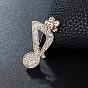 Rhinestone Music Note Brooch Pin, Alloy Badge for Backpack Clothes