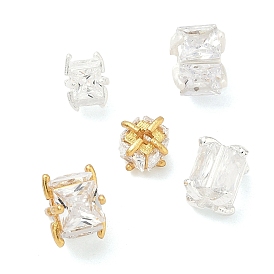 Латунные бусины из фианита, квадратный, долговечный, без свинца и без кадмия, стойки покрытие