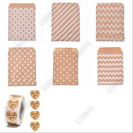 Kraftpapiersäcke, keine Griffe, Aufbewahrungsbeutel für Lebensmittel, mit Dankespapier selbstklebende Geschenkanhänger aus Kraftpapier, Herzformen