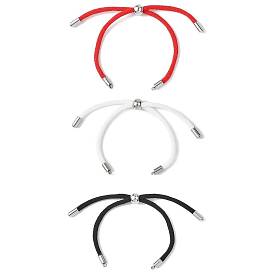 3 шт. 3 цвета нейлоновый круглый шнур слайдер для изготовления браслета, с 304 фурнитурой из нержавеющей стали, цвет нержавеющей стали