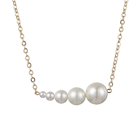 Shell Pearl Pendant Necklaces, with Brass Cable Chains
