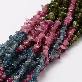 Natural Tourmaline Chip Bead Strands, 3~5x3~5mm, Hole: 1mm, about 16 inch