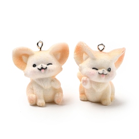 Подвески из непрозрачной смолы, лиса, с железной платиной петлей