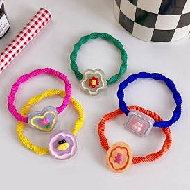 Sweet Flower Hair Ties for Girls with Candy Colors and Cute Bunny Bear Design