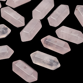 Natural Rose Quartz Beads, Faceted, Hexagonal Double Terminated Point Bullet Beads