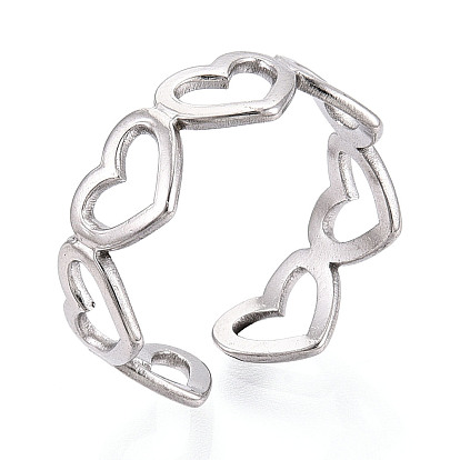 304 кольцо-манжета из нержавеющей стали с открытым сердцем для женщин