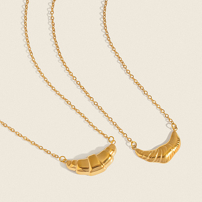 Лето 304 ожерелья с подвеской в виде круассана из нержавеющей стали для женщин