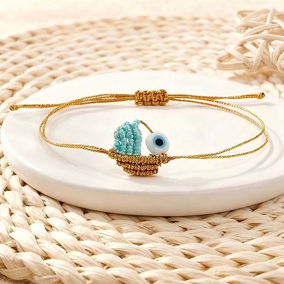 Браслеты из вощеного шнура со стеклянными вставками для женщин, злые глаза