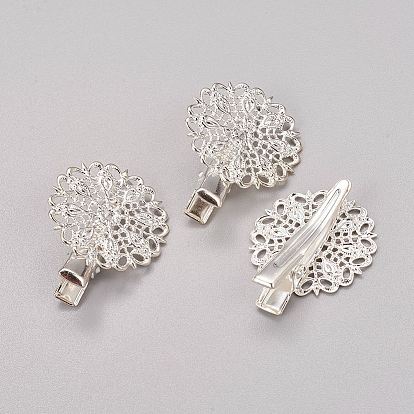 Желехная фурнитура заколки , с латунной филигрань цветочным лоток