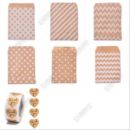 Kraftpapiersäcke, keine Griffe, Aufbewahrungsbeutel für Lebensmittel, mit Dankespapier selbstklebende Geschenkanhänger aus Kraftpapier, Herzformen