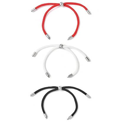 3 шт. 3 цвета нейлоновый круглый шнур слайдер для изготовления браслета, с 304 фурнитурой из нержавеющей стали, цвет нержавеющей стали