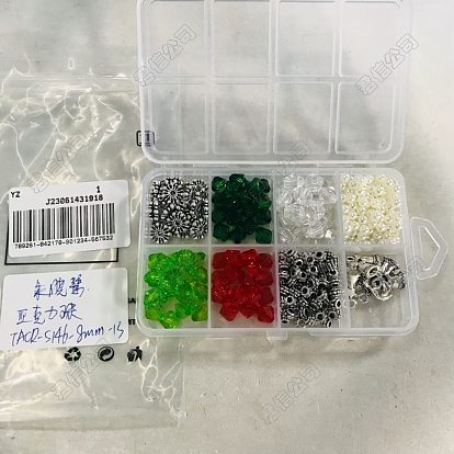 DIY Jewelry Making Finding Kit, Including Acrylic & Glass Bicone & ABS Plastic Pearl Beads, Christmas Tree & Stocking & Jingle Bell Alloy Pendants & Spacer Beads