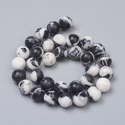 Natural Gemstone Imitation Zebra Jasper Beads Strands, Round