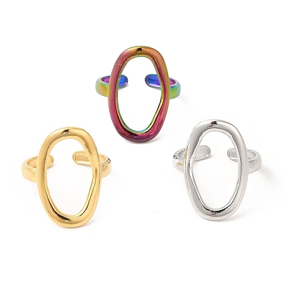201 перстень из нержавеющей стали, манжеты кольца, полые кольца неправильной овальной формы для мужчин и женщин