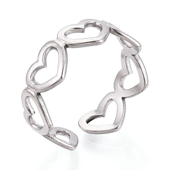 304 кольцо-манжета из нержавеющей стали с открытым сердцем для женщин