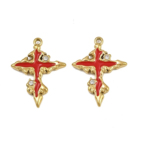 304 нержавеющей стальной эмали подвески, крест прелести, со стразами, ионное покрытие (ip)