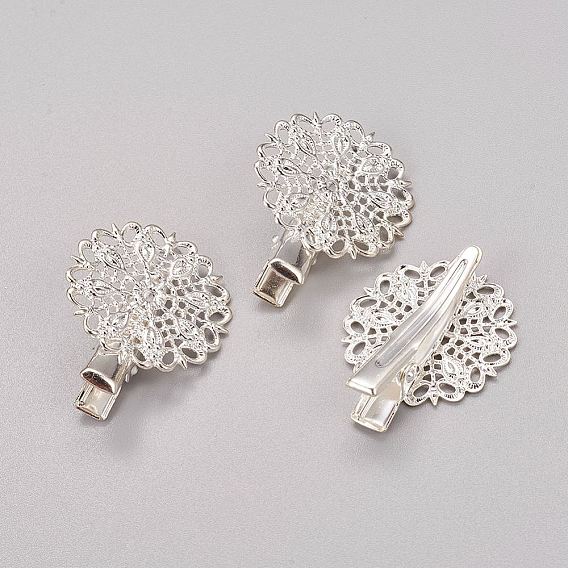 Желехная фурнитура заколки , с латунной филигрань цветочным лоток