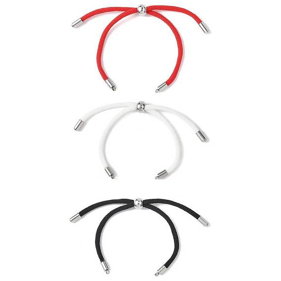 3 шт. 3 цвета нейлоновый круглый шнур слайдер для изготовления браслета, с 304 фурнитурой из нержавеющей стали, цвет нержавеющей стали