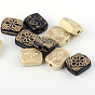 Rectangle avec des perles acryliques fleurs de placage, métal doré enlaça, 12x10x5mm, trou: 1.5 mm, environ 1016 pcs / 500 g