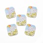 Acrylic Cabochons, for Hair Pins, Hair & Earrings Accessories, Rectangle with Flower Pattern
