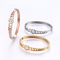 304 Stainless Steel Bangles, with Cubic Zirconia, Flat Round