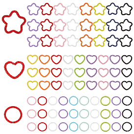 240 шт 24 стили запекание окрашенные железные соединительные кольца, кованое открытое кольцо, сердце и звезда и круглое кольцо