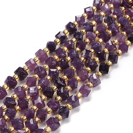 Perles naturelles de perles de lépidolite, avec des perles de rocaille, facette, perles de cube en diagonale