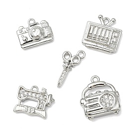 10 шт 5 стили латунные микропаве прозрачные кубические циркониевые подвески, без кадмия, без никеля и без свинца, долговечный, разнообразные