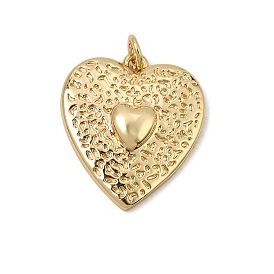 Brass Pendants, Hammered Heart Charms, Rack Plating, Long-Lasting Plated, Cadmium Free & Lead Free