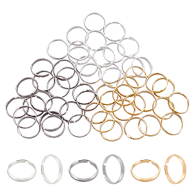 54pcs 3 couleurs réglables 304 anneaux en acier inoxydable uni