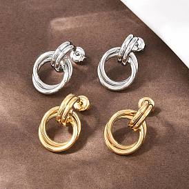 304 серьги-гвоздики из нержавеющей стали с поворотным кольцом, ручная полировка