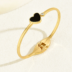 Fashionable Heart Alloy Hinged Bangles for Women, Simple and Versatile