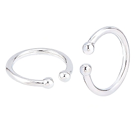 2 piezas 925 pendientes de puño de plata de ley, anillo con ronda, joyas no perforantes