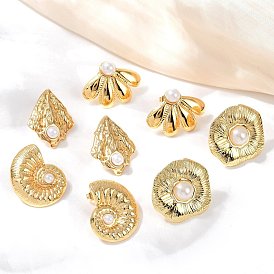 304 серьги-гвоздики из нержавеющей стали и АБС-пластика с жемчугом, реальный 18 k позолоченный, вакуумное покрытие pvd