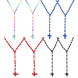 8шт. 4 цвета нейлоновый крестик-подвеска четки бусы