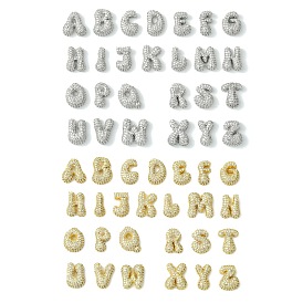 Rack Plating Brass Clear Cubic Zirconia Pendants, Cadmium Free & Lead Free, Long-Lasting Plated, Alphabet, Platinum, Real 18K Gold Plated