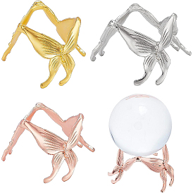 BENECREAT 3Pcs 3 Colors Butterfly Crystal Ball Display Stand Alloy Metal Base, Crystal Sphere Stand for Home Decoration