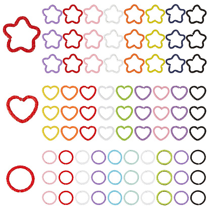240 шт 24 стили запекание окрашенные железные соединительные кольца, кованое открытое кольцо, сердце и звезда и круглое кольцо