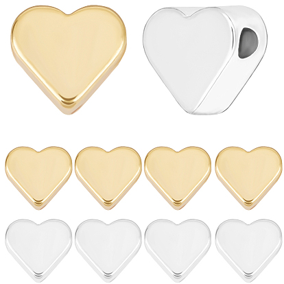 60 шт. 2 цвета латунных бусин, сердце