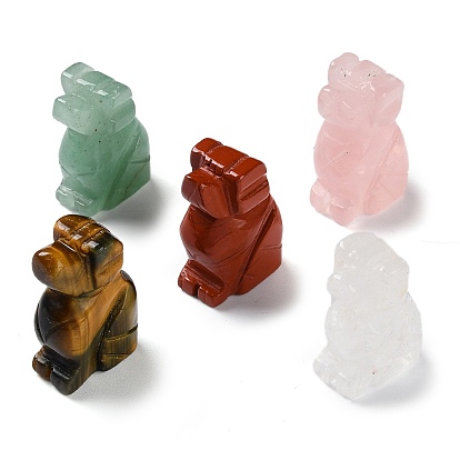 Natural Gemstone Carved Healing Figurines, Reiki Energy Stone Display Decorations, Dog