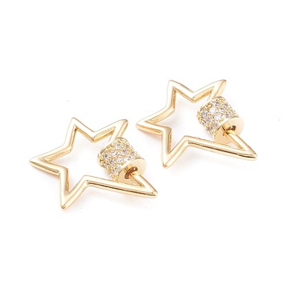 Латунь микропаве прозрачный кубический цирконий винт карабин брелоки, для изготовления ожерелий, долговечный, звезда